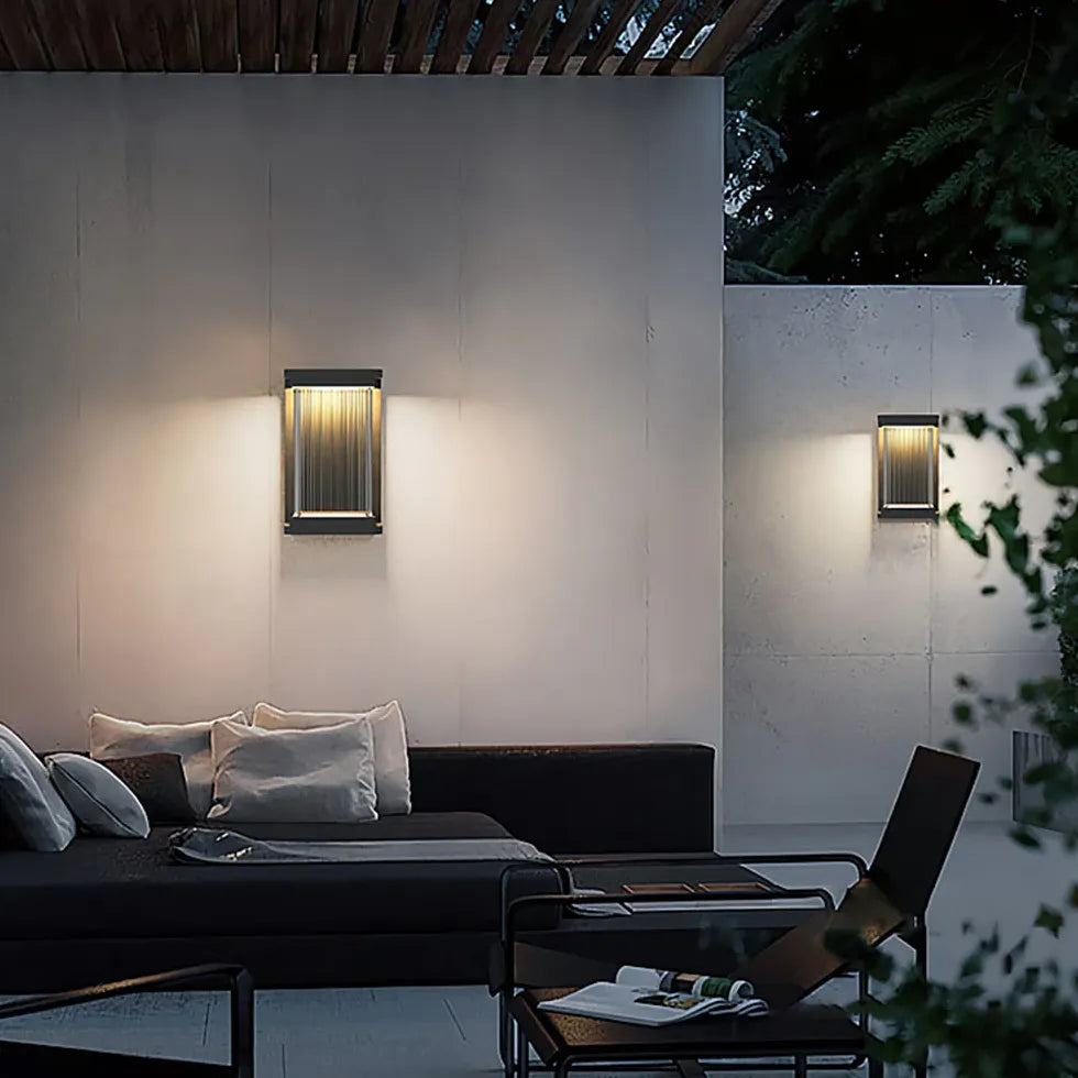 Ribbed Glass Minimalist Outdoor Wall Lights