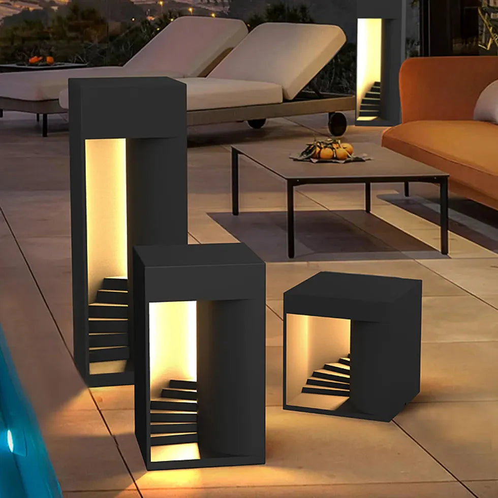 Contemporary Cube Step Outdoor Floor lamps