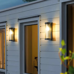 Applique Solari da Esterno Moderne in Vetro Nero Potenti