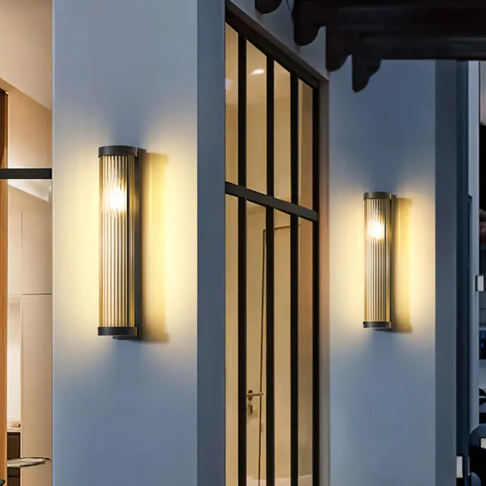 Striped Column Glass Outdoor Wall Lights