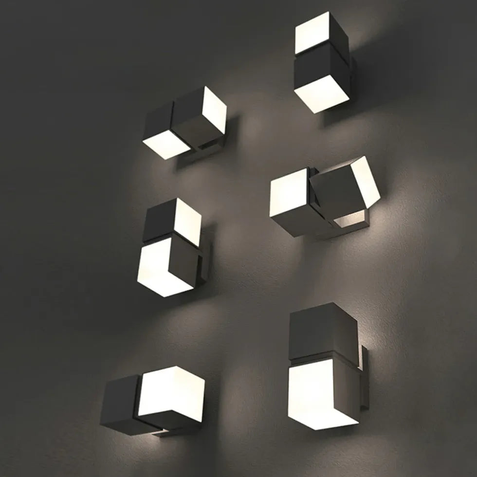 Geometry Rotatable Black Led Outdoor Wall Lights