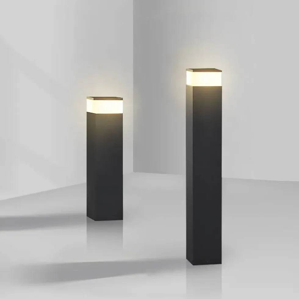 Rectangular Black Modern Bollard Lights