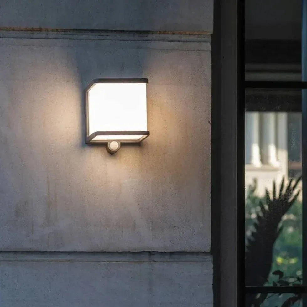 Applique Da Parete Rettangolare Moderna Solare con Sensore di Movimento per Esterno
