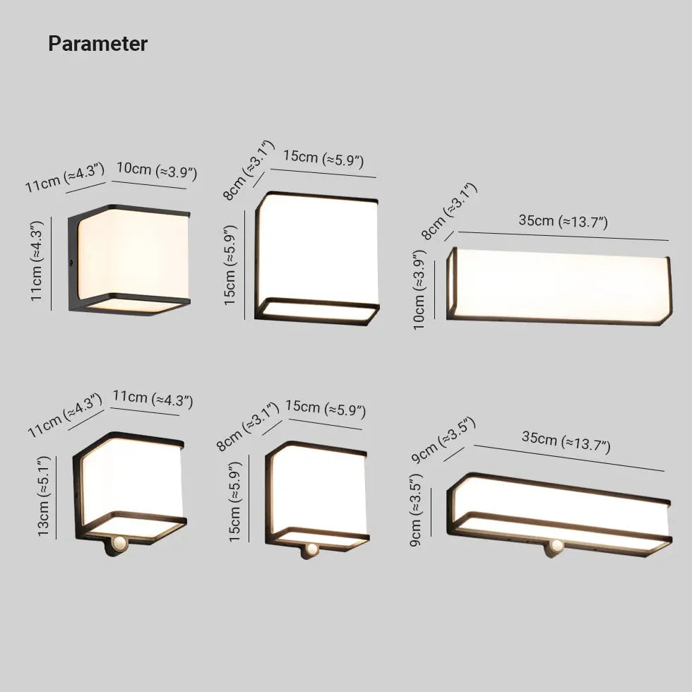 Square Motion Sensor Outdoor Wall Light