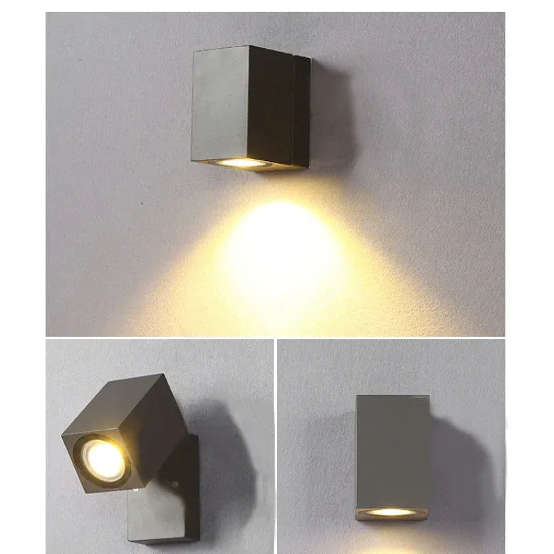 Lampada da parete esterna a forma di cubo rotante