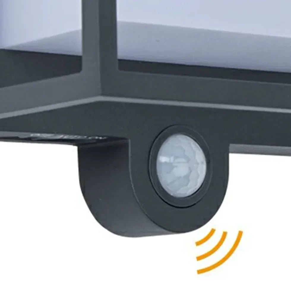 Applique da Parete Nera Rettangolare con Sensore di Movimento