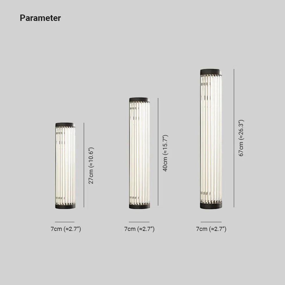 Striped Glass Cylinder Outdoor Wall Lights