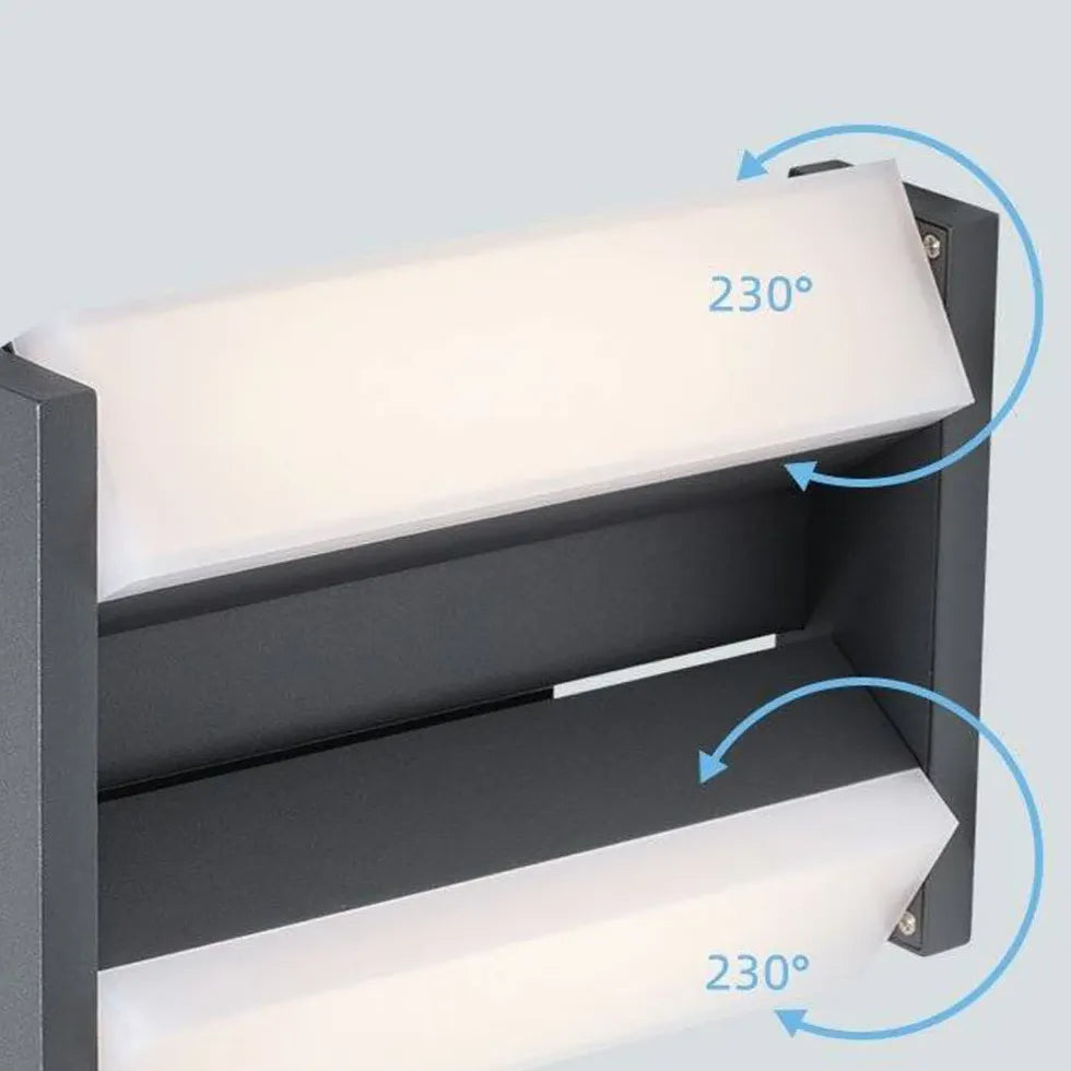 Applique Da Esterno Con Doppia Luce Rettangolare