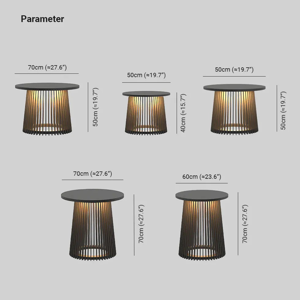 Lampade per pavimenti per esterni in tavola rotonda