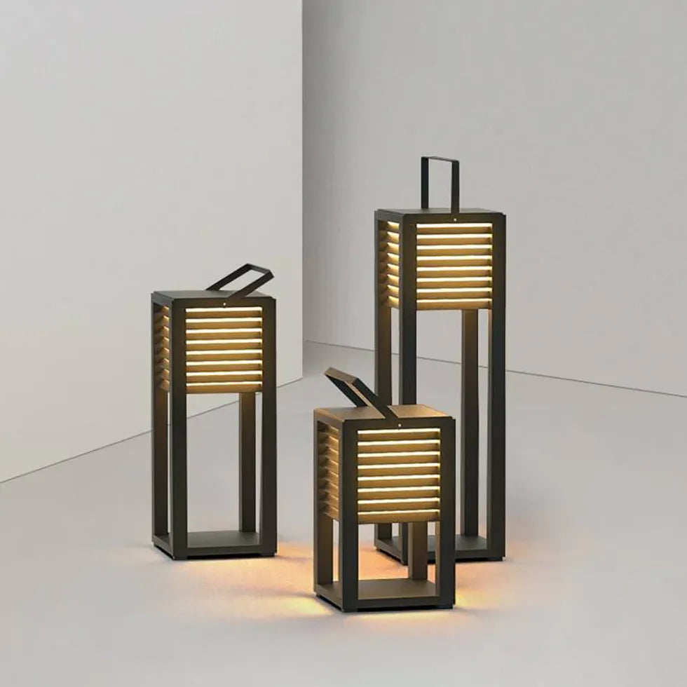 Lampade da Terra Esterno Design Moderno Solare in Metallo Nero