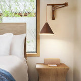 Wooden Cone Adjustable Bedroom Wall Lights