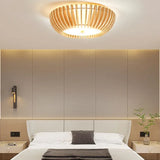 Pastoral Stripes Bedroom Wooden Flush Ceiling Lights