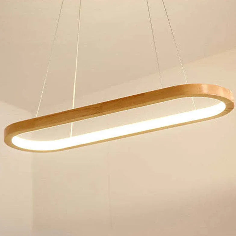 Oval Wooden Minimalist Dining Room Pendant Light