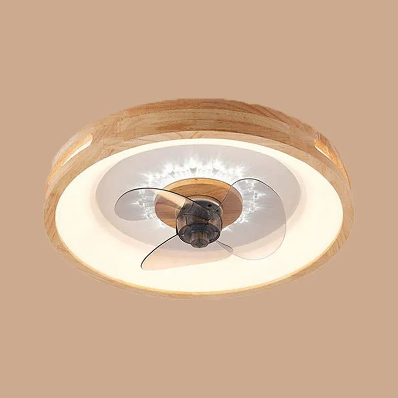 Round Border Wooden Ceiling Fan with Light