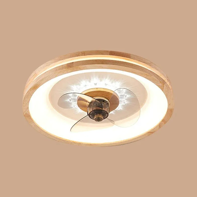 Round Border Wooden Ceiling Fan with Light