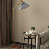 Pleated Cone-Shaped Vintage Adjustable Floor Lamp