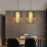 Hollow Green Dining Room Wooden Pendant Light