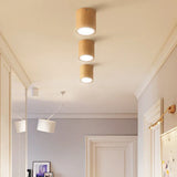 Rounded Column Wooden Flush Ceiling Lights