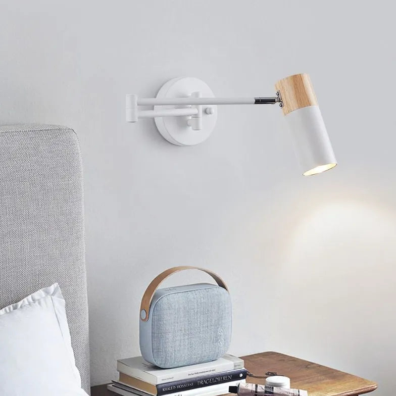 White Swing Arm Bedside Spotlights