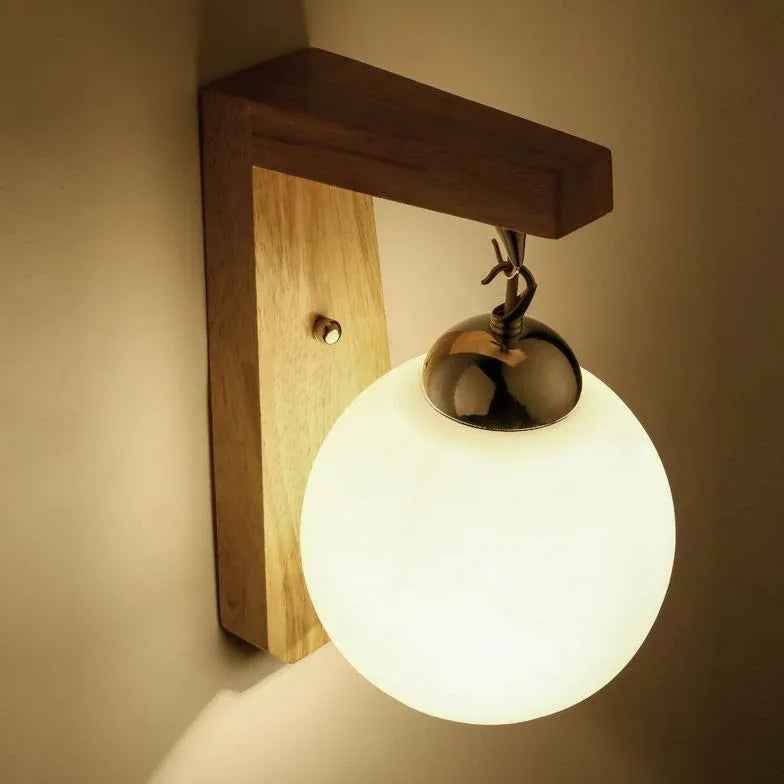 Nordic Minimalist Wooden Glass Modern Wall Lights