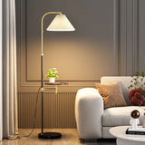 White Floor Lamp with Side Table