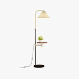 White Floor Lamp with Side Table