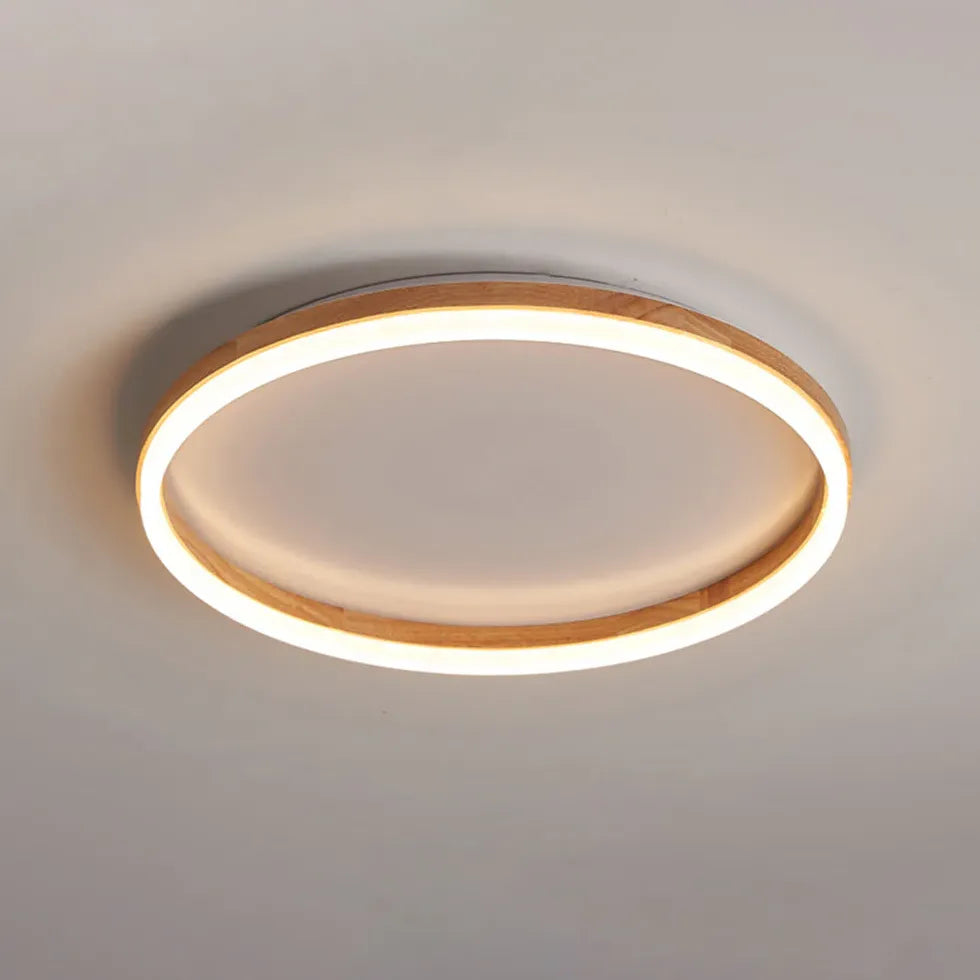 Hollow Ring Bedroom Wooden Flush Ceiling Lights