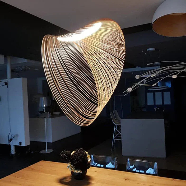 Shell Spiral Vintage Wooden Pendant Light