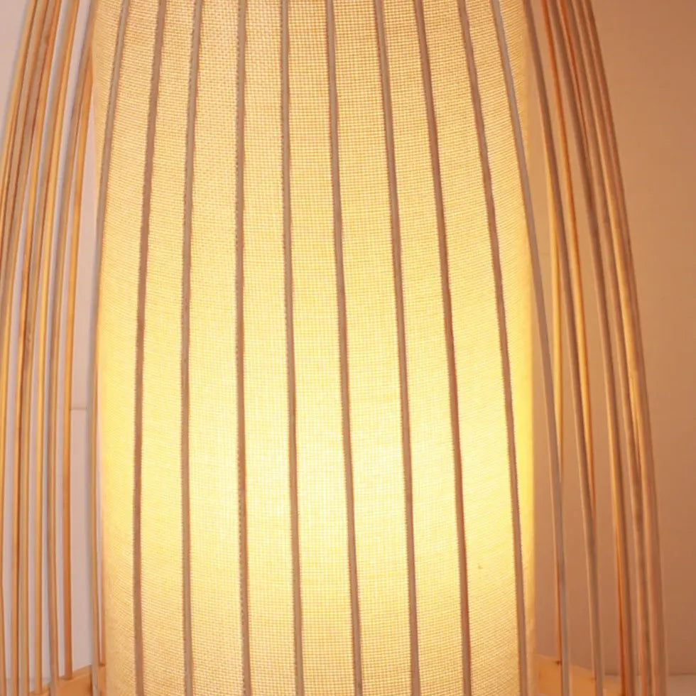 Cone-Shaped Rattan Warm-Toned Floor Lamp