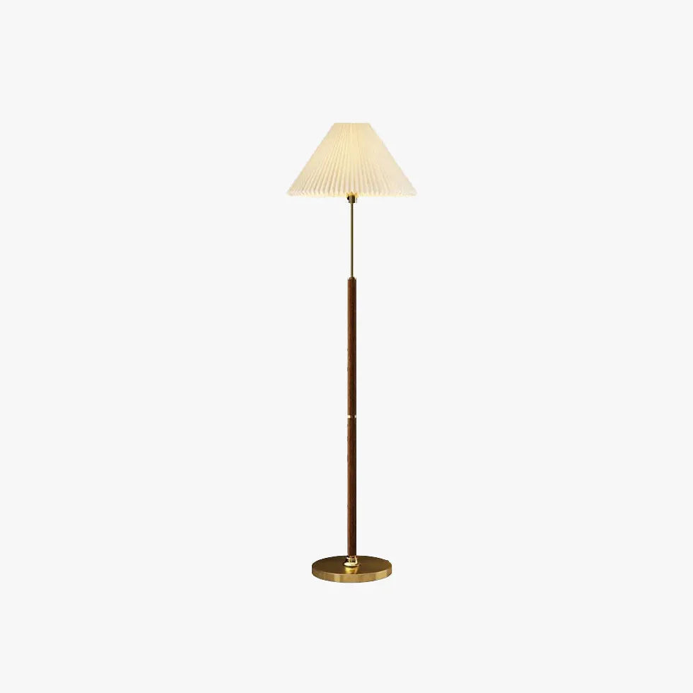 Cone-Shaped Vintage Table Lamp with Wooden Pole