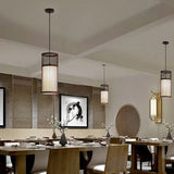 Hollowed Out Wood Rattan Dining Room Pendant Light