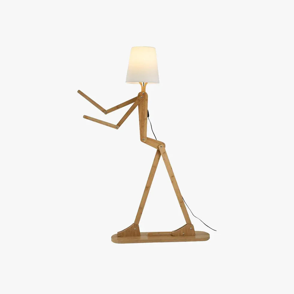 Lampada da pavimento di figurina regolabile in legno