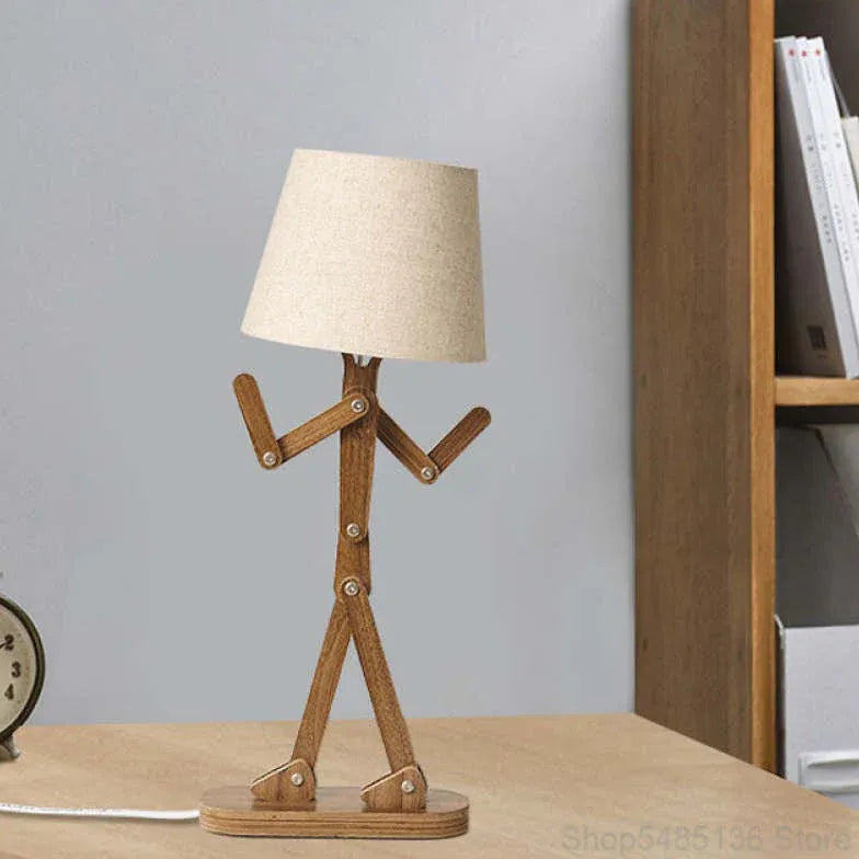 Lampada da pavimento di figurina regolabile in legno