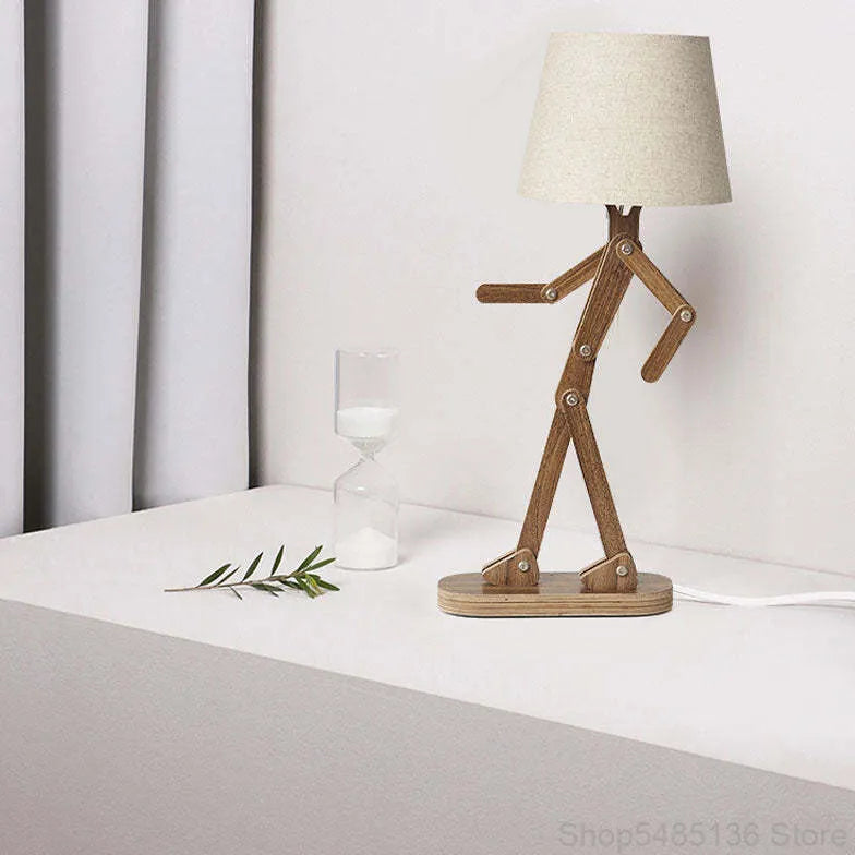 Lampada da pavimento di figurina regolabile in legno