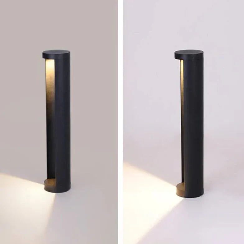 Cylindrical Reflection Black Bollard Lights