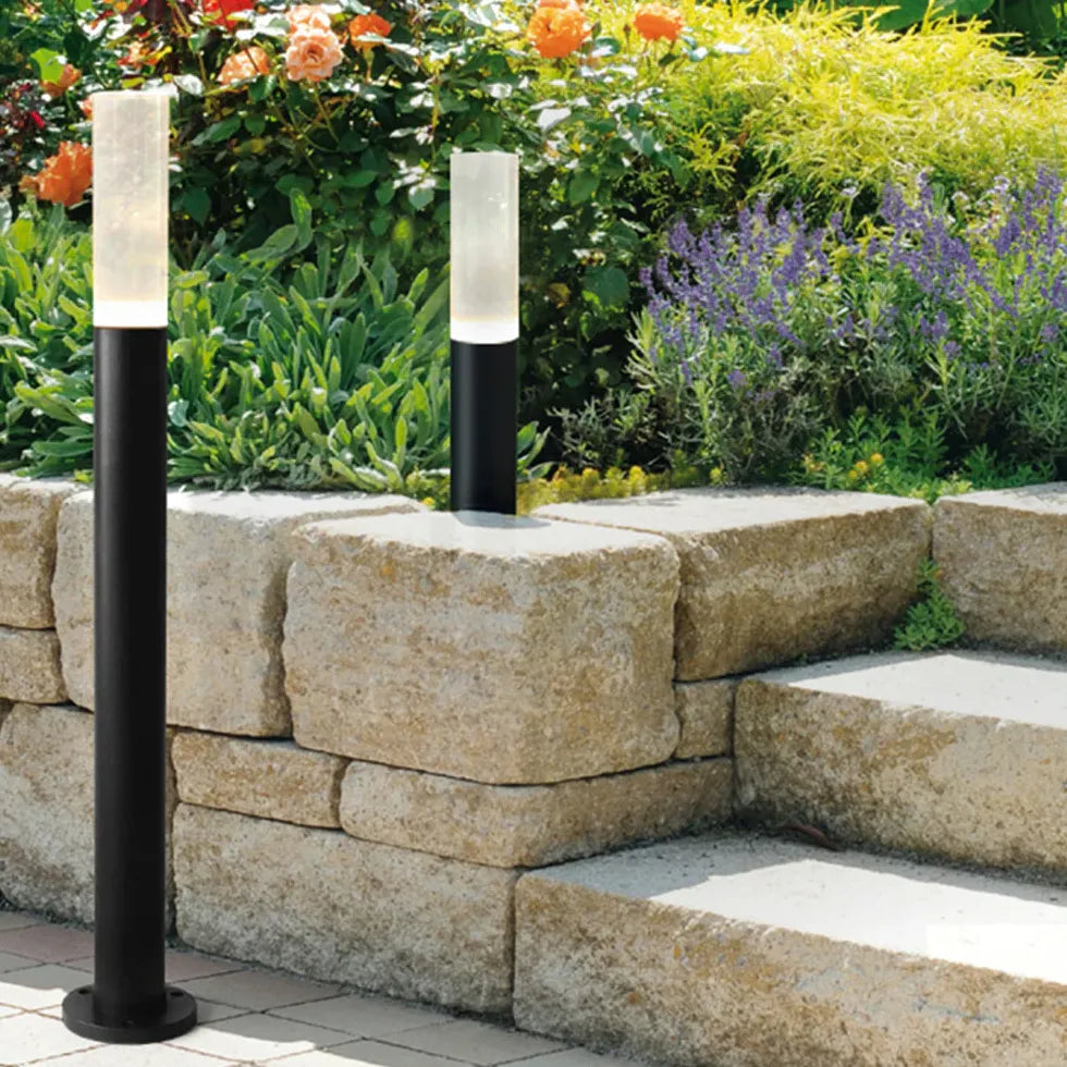 Transparent Cylinder Black Outdoor Bollard Lights