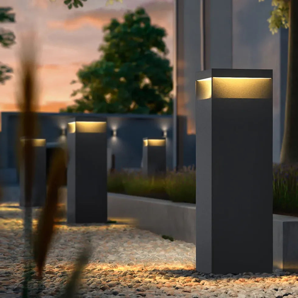 Modern Solar Square Outdoor Bollard Lights