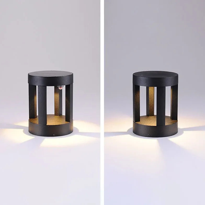 Cylindrical Hollow Black Bollard Lights