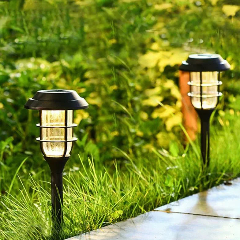 Lampione Esterno Giardino Solare Design Moderno in Metallo e Vetro