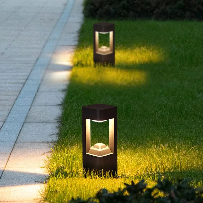 Hexagonal Black Led Outdoor Bollard Lights