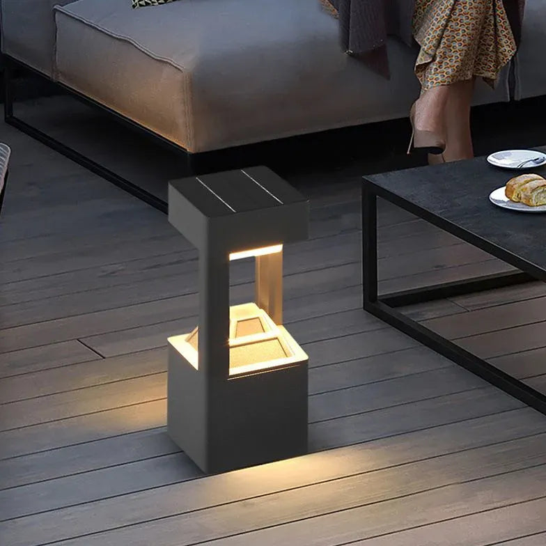 Hexagonal Black Led Outdoor Bollard Lights