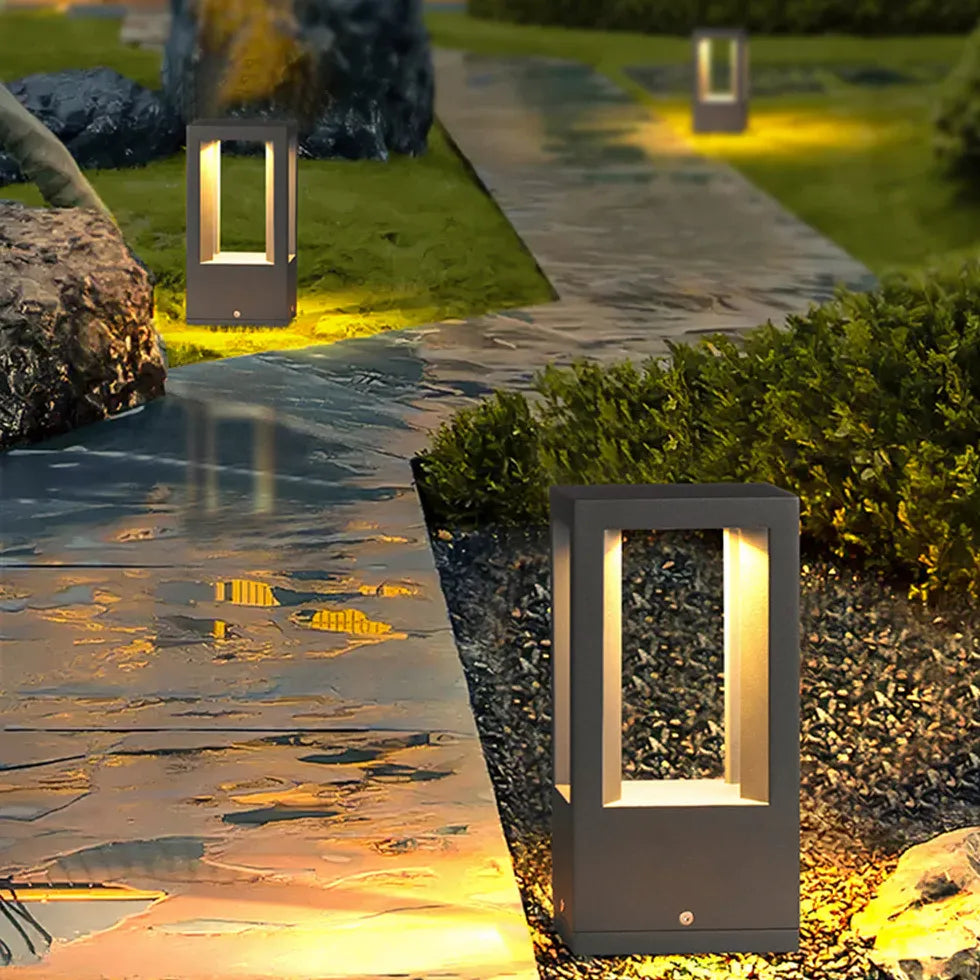 Rectangular with Sensor Garden Bollard Lights