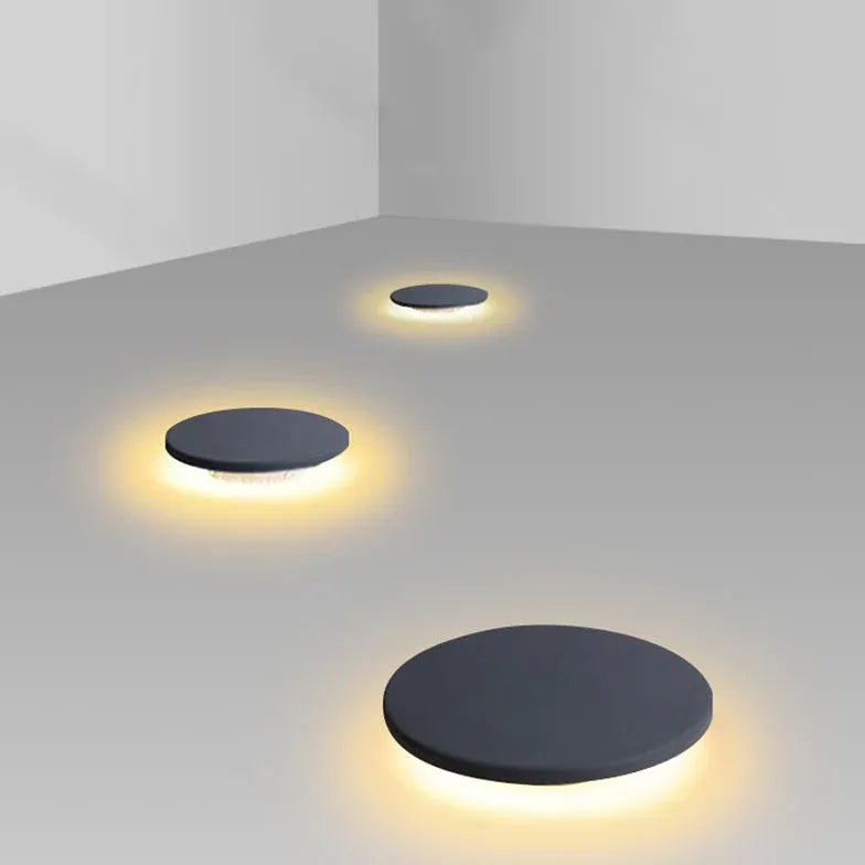 Black Round Solar Ground Outdoor Lights