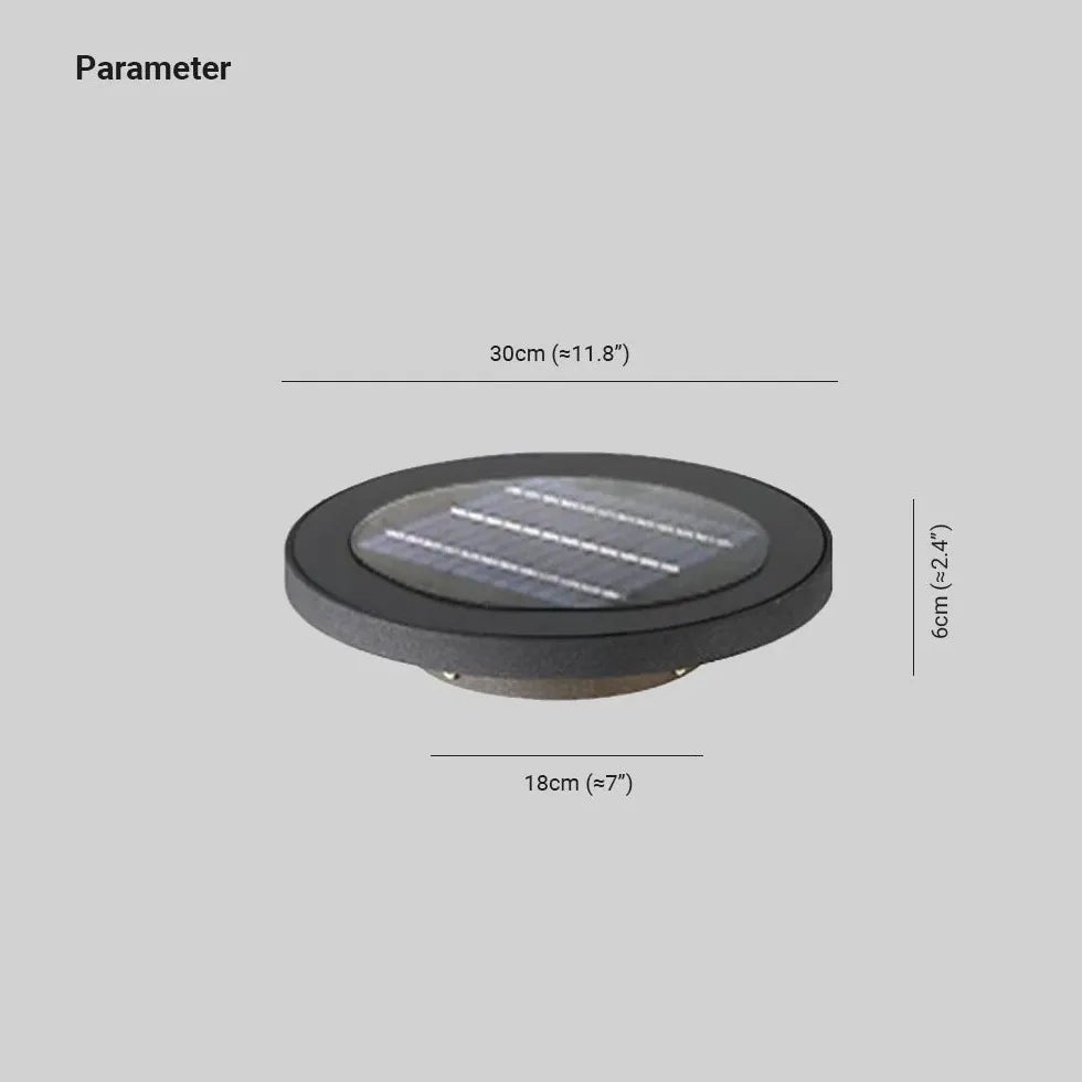 Black Round Solar Ground Outdoor Lights