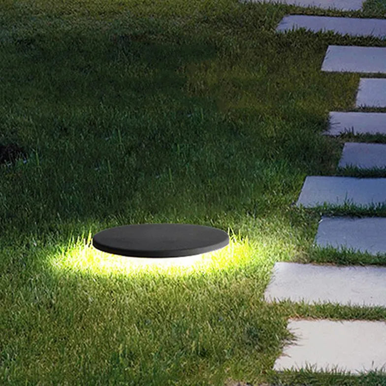 Black Round Solar Ground Outdoor Lights