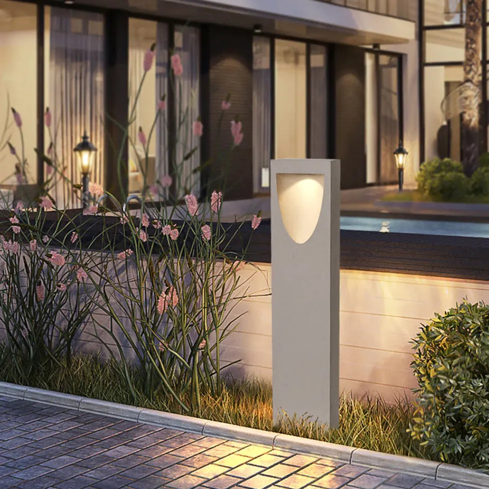 Rectangular Stone Garden Bollard Lights