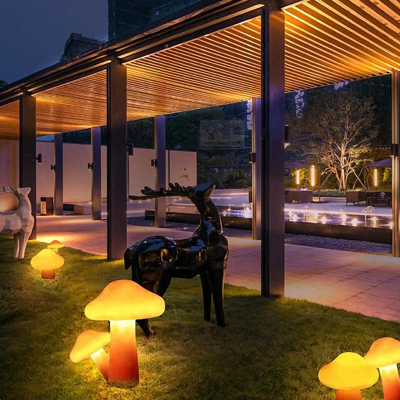 Orange mushroom Shaped Led Outdoor Floor lamps