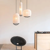 Cylindrical Striped Translucent Pendant Light