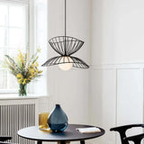 Double-Layer Metal Wire Petal-Shaped Pendant Light