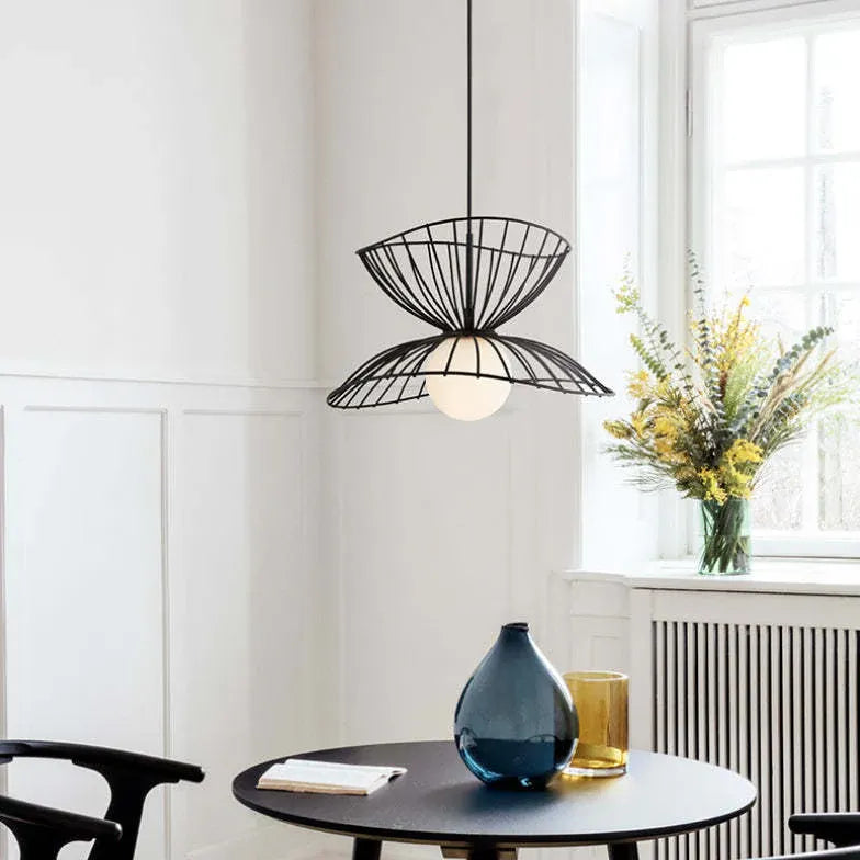 Double-Layer Metal Wire Petal-Shaped Pendant Light